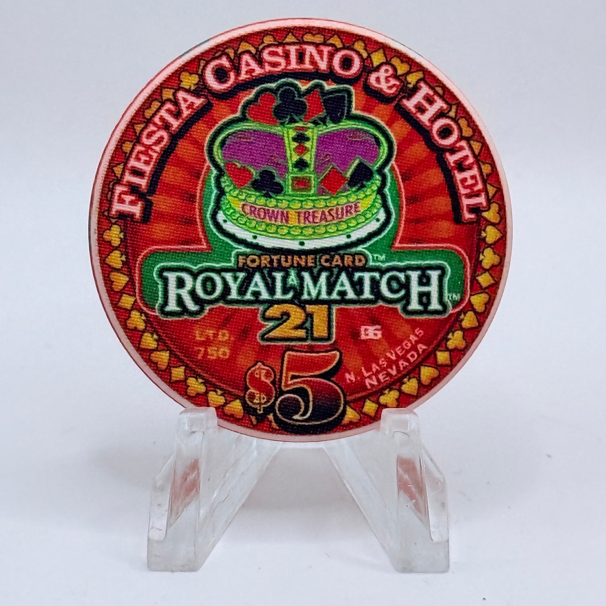 Fiesta Rancho N. Las Vegas Nevada 2002 'Royal Match 21' LE $5 Casino Chip V8441