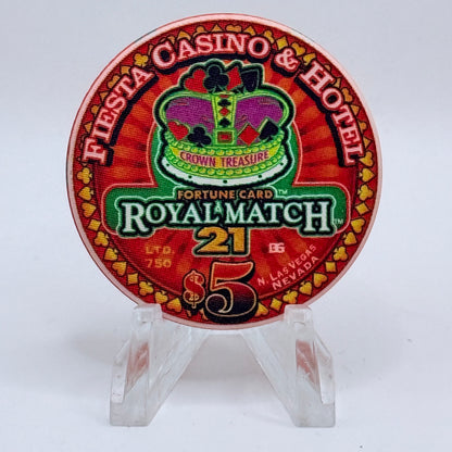 Fiesta Rancho N. Las Vegas Nevada 2002 'Royal Match 21' LE $5 Casino Chip V8441