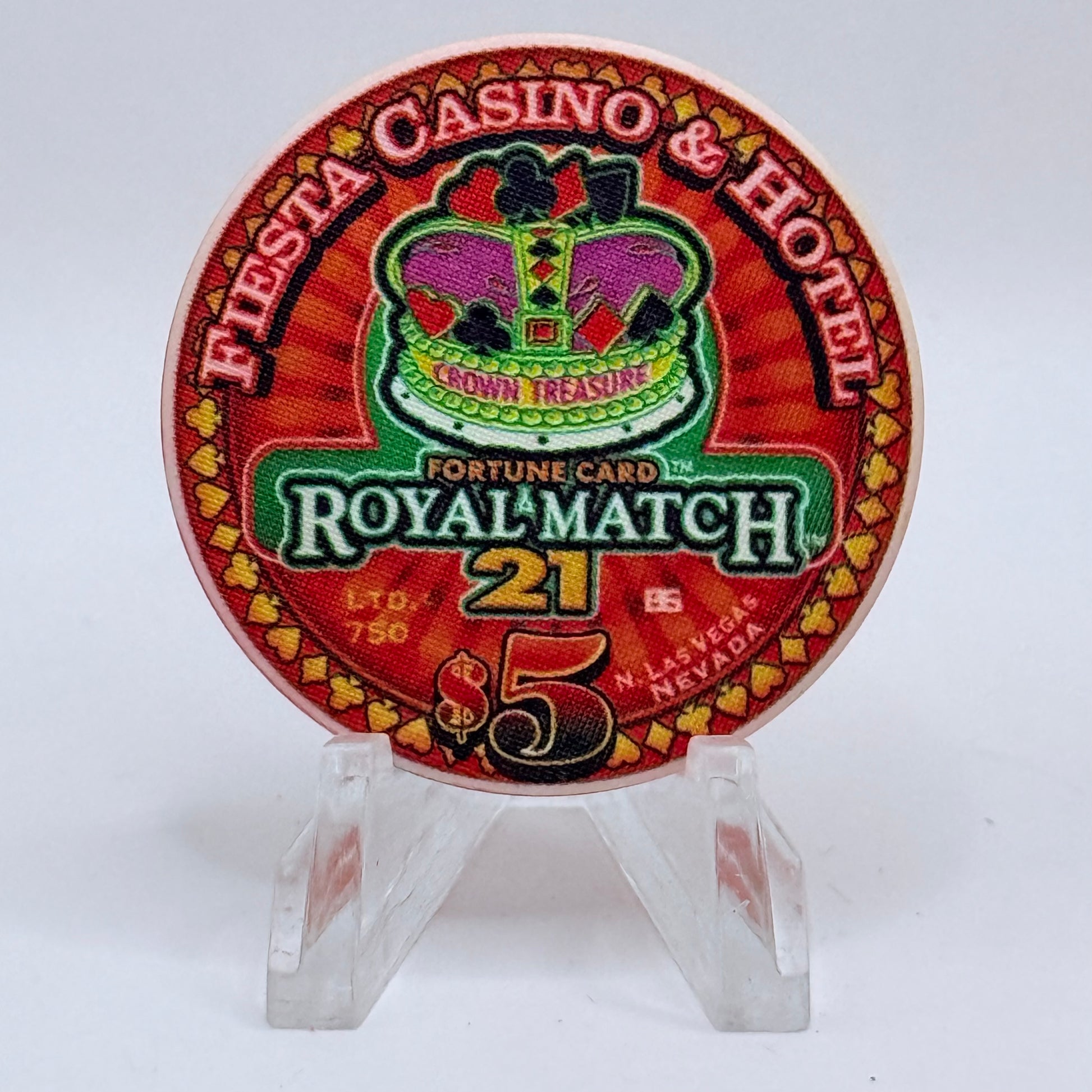 Fiesta Rancho N. Las Vegas Nevada 2002 'Royal Match 21' LE $5 Casino Chip V8441