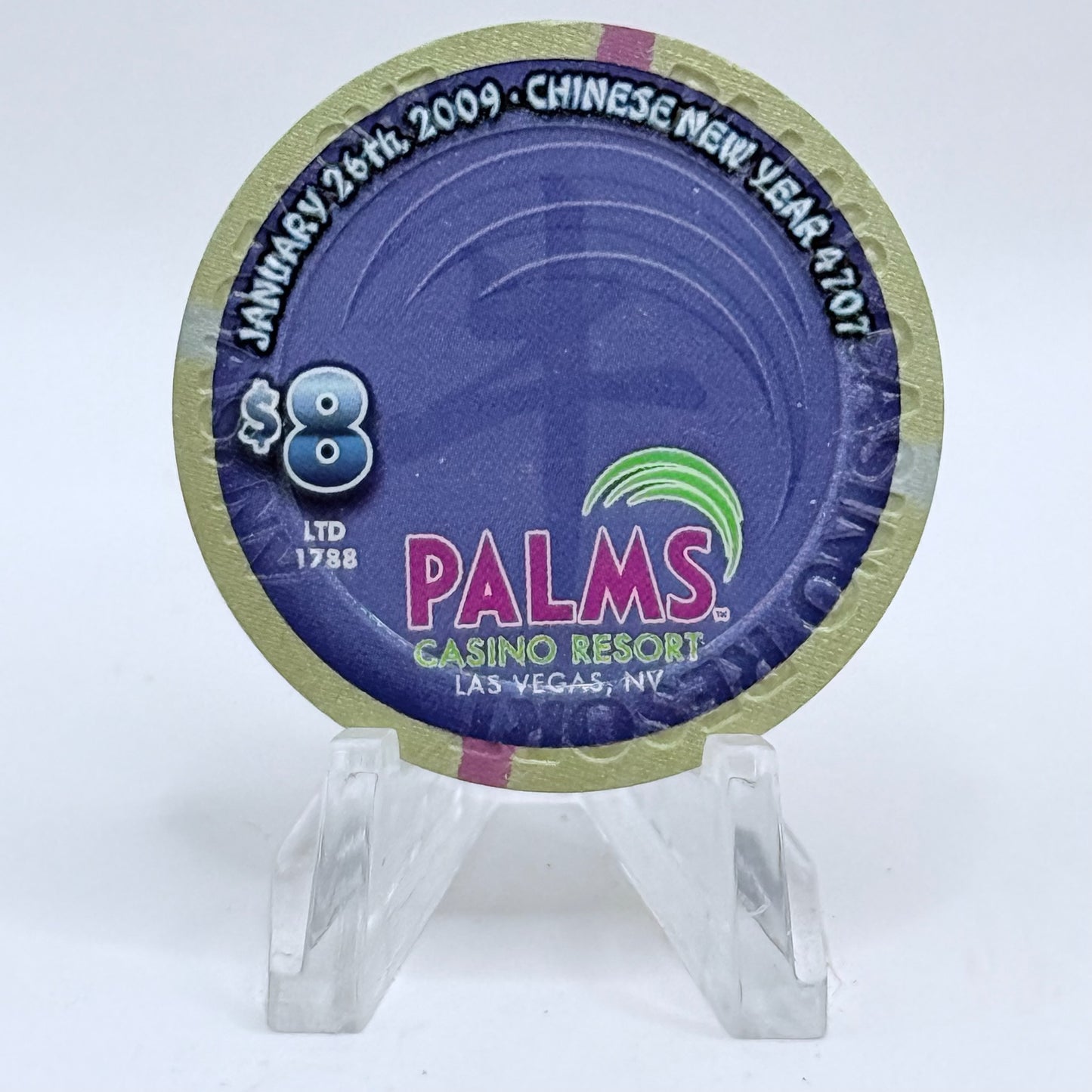 Palms Casino Resort Las Vegas Nevada 2009 'Year Of The Ox' LE $8 Casino Chip E7499