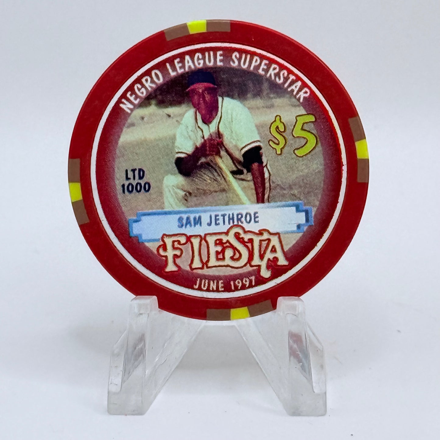 Fiesta Rancho N. Las Vegas Nevada 1997 'Sam Jethroe' Series 4 LE $5 Casino Chip N9643