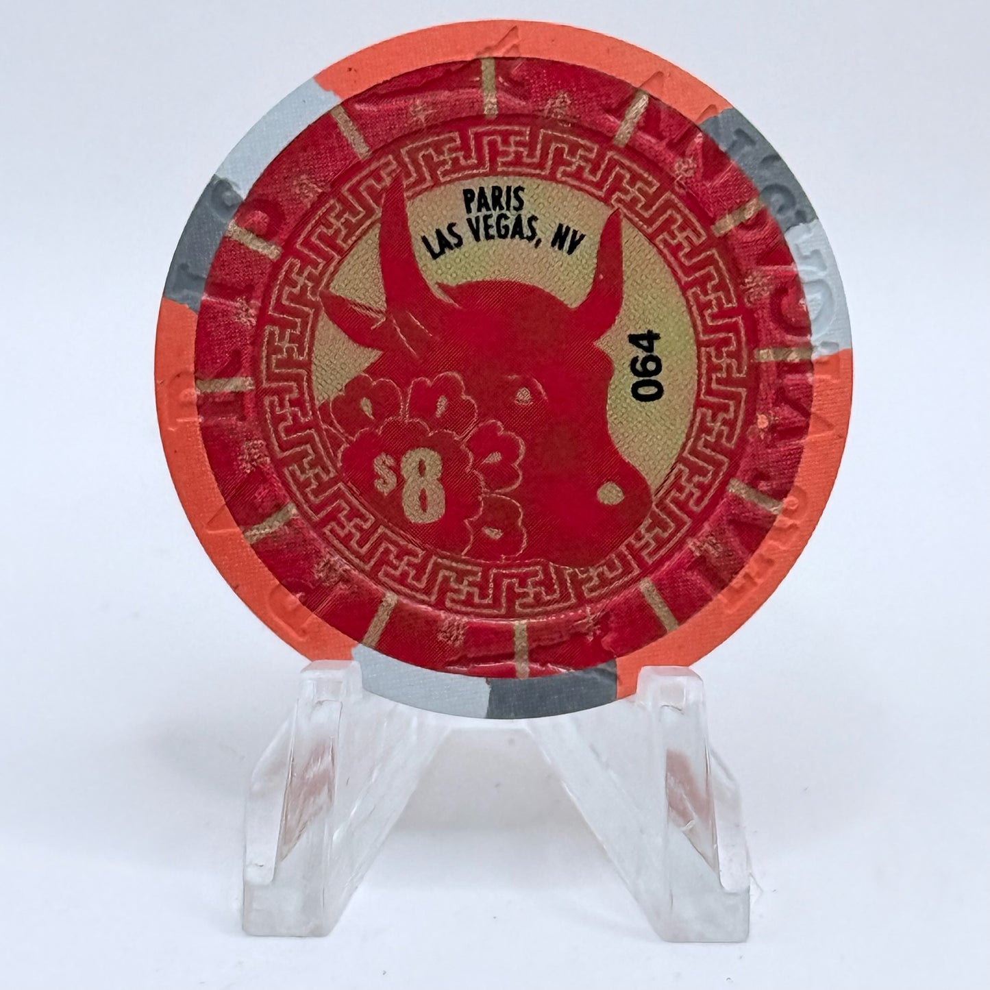 Paris Las Vegas Nevada 2009 'Year Of The Ox' LE $8 Casino Chip E8218