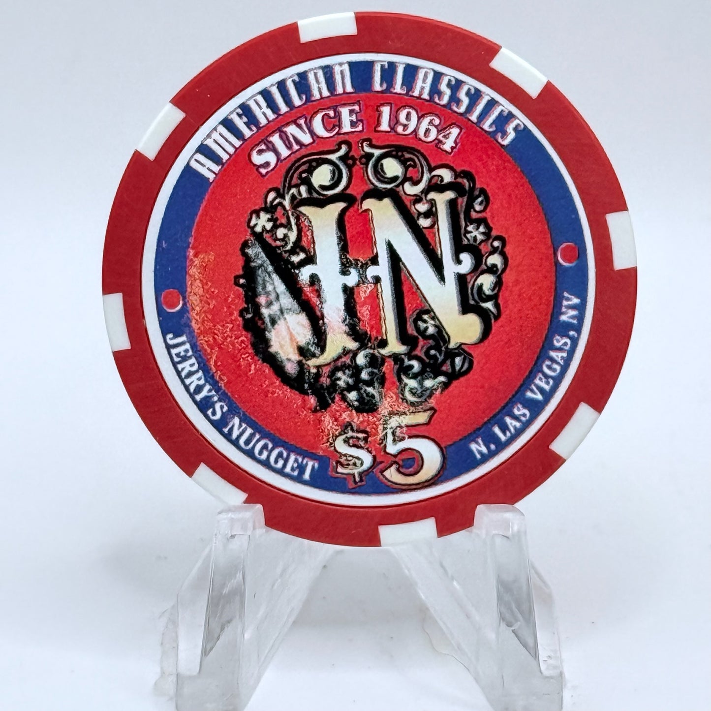 Jerry's Nugget N. Las Vegas Nevada 1998 'American Classics Corvette' LE $5 Casino Chip V1208