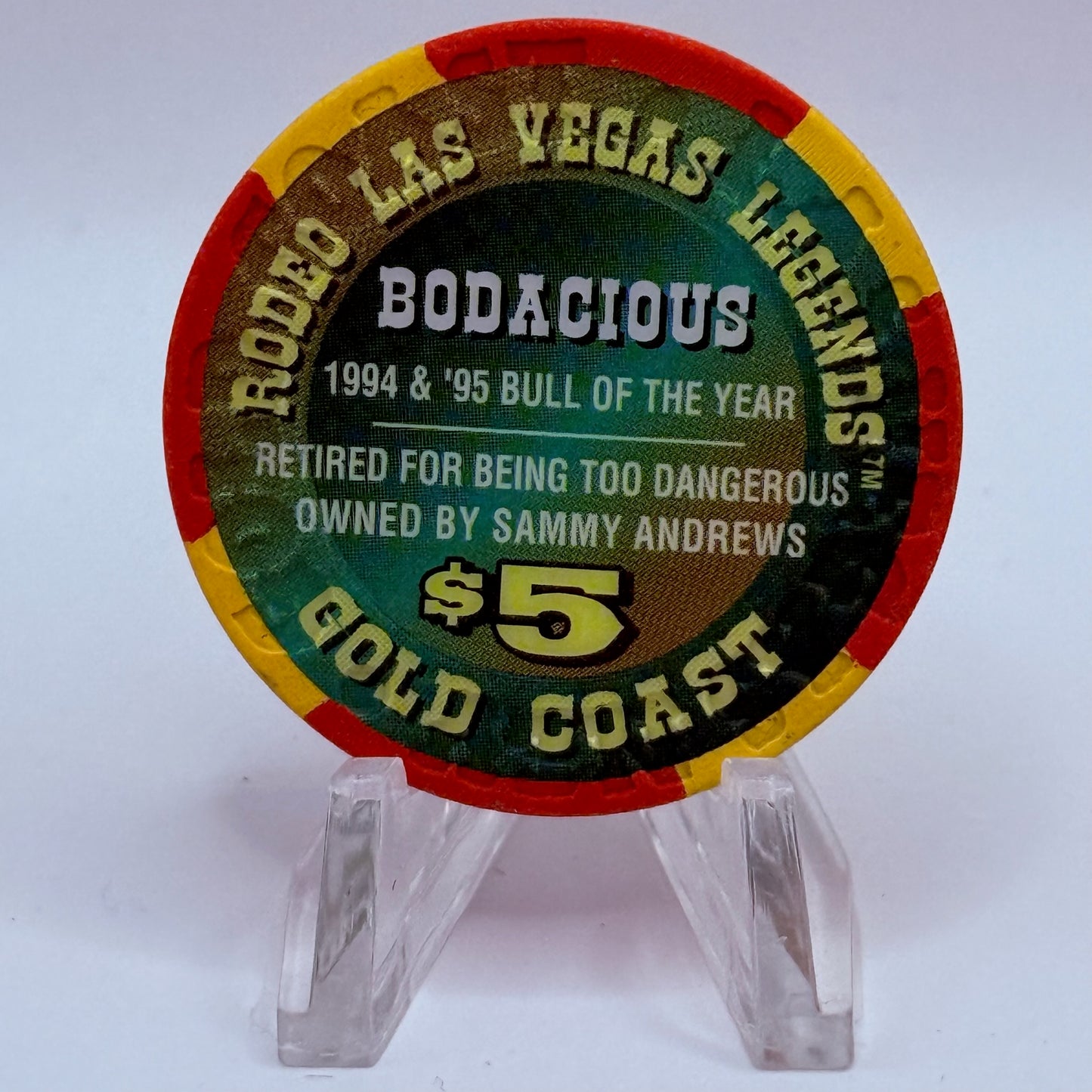Gold Coast Las Vegas Nevada 1996 'Bodacious' Series 7 LE $5 Casino Chip N8423