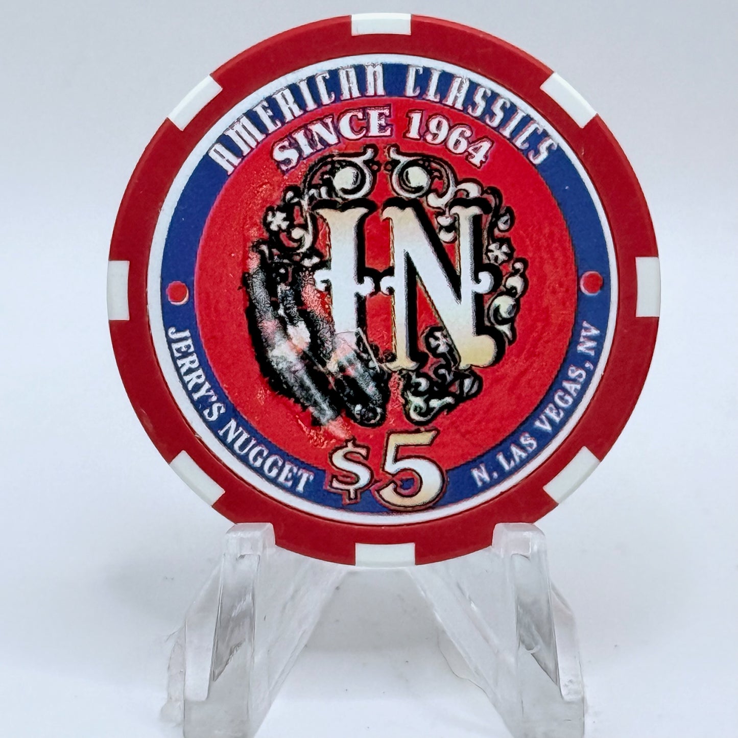 Jerry's Nugget N. Las Vegas Nevada 1998 'American Classics GTO' LE $5 Casino Chip V1209