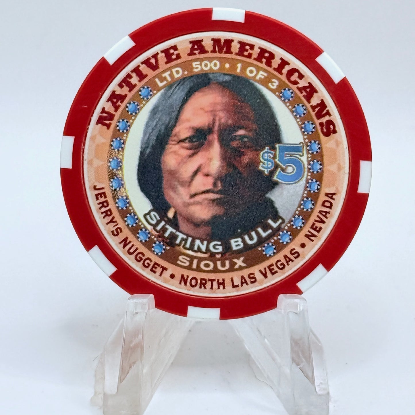 Jerry's Nugget N. Las Vegas Nevada 1999 'Sitting Bull' LE $5 Casino Chip V5127