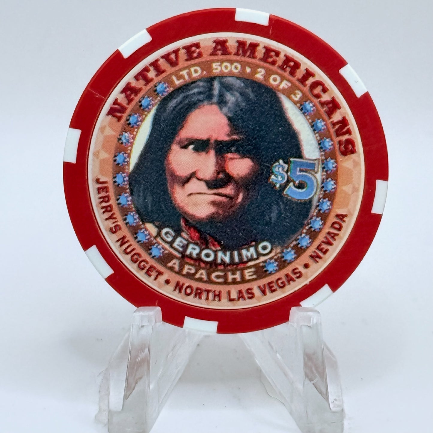 Jerry's Nugget N. Las Vegas Nevada 1999 'Native Americans Geronimo' LE $5 Casino Chip V5126
