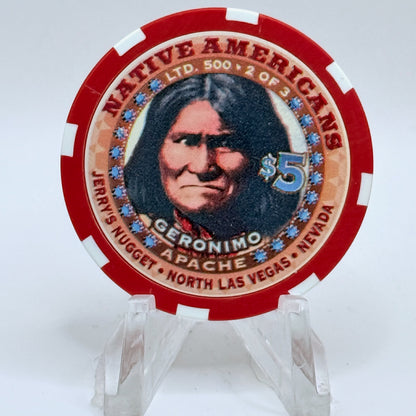 Jerry's Nugget N. Las Vegas Nevada 1999 'Native Americans Geronimo' LE $5 Casino Chip V5126