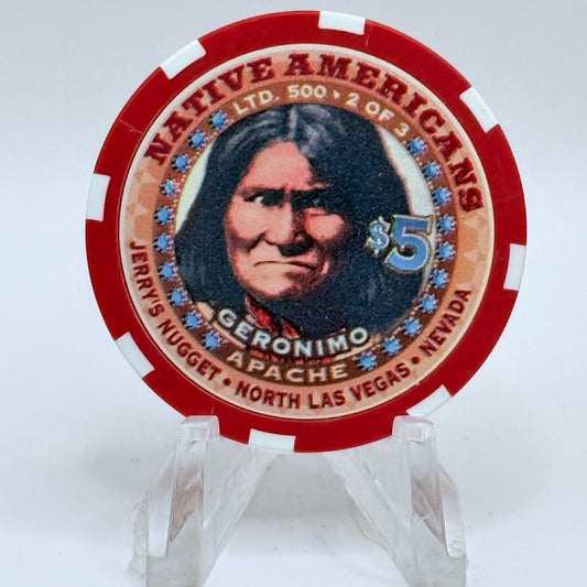 Jerry's Nugget N. Las Vegas Nevada 1999 'Native Americans Geronimo' LE $5 Casino Chip V5126