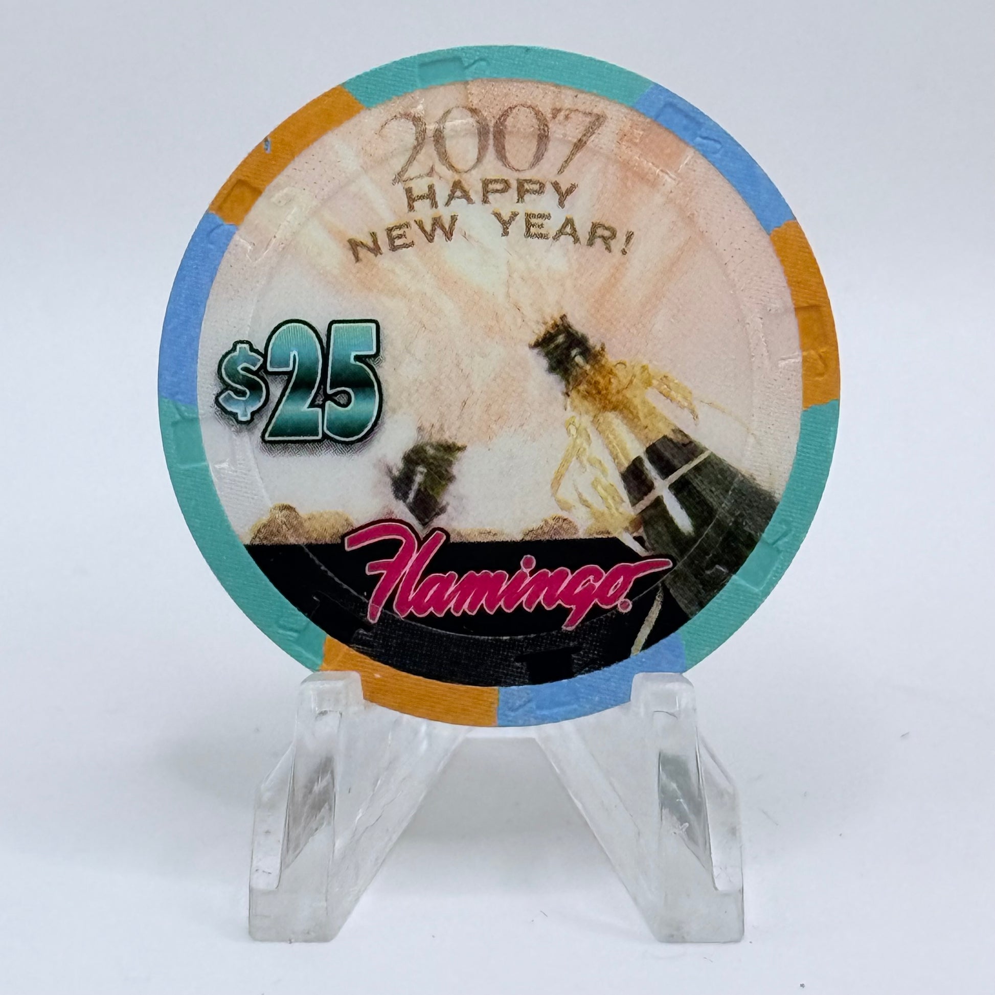 Flamingo Hotel & Casino Las Vegas Nevada 2007 'Happy New Year' LE $25 Casino Chip E5836