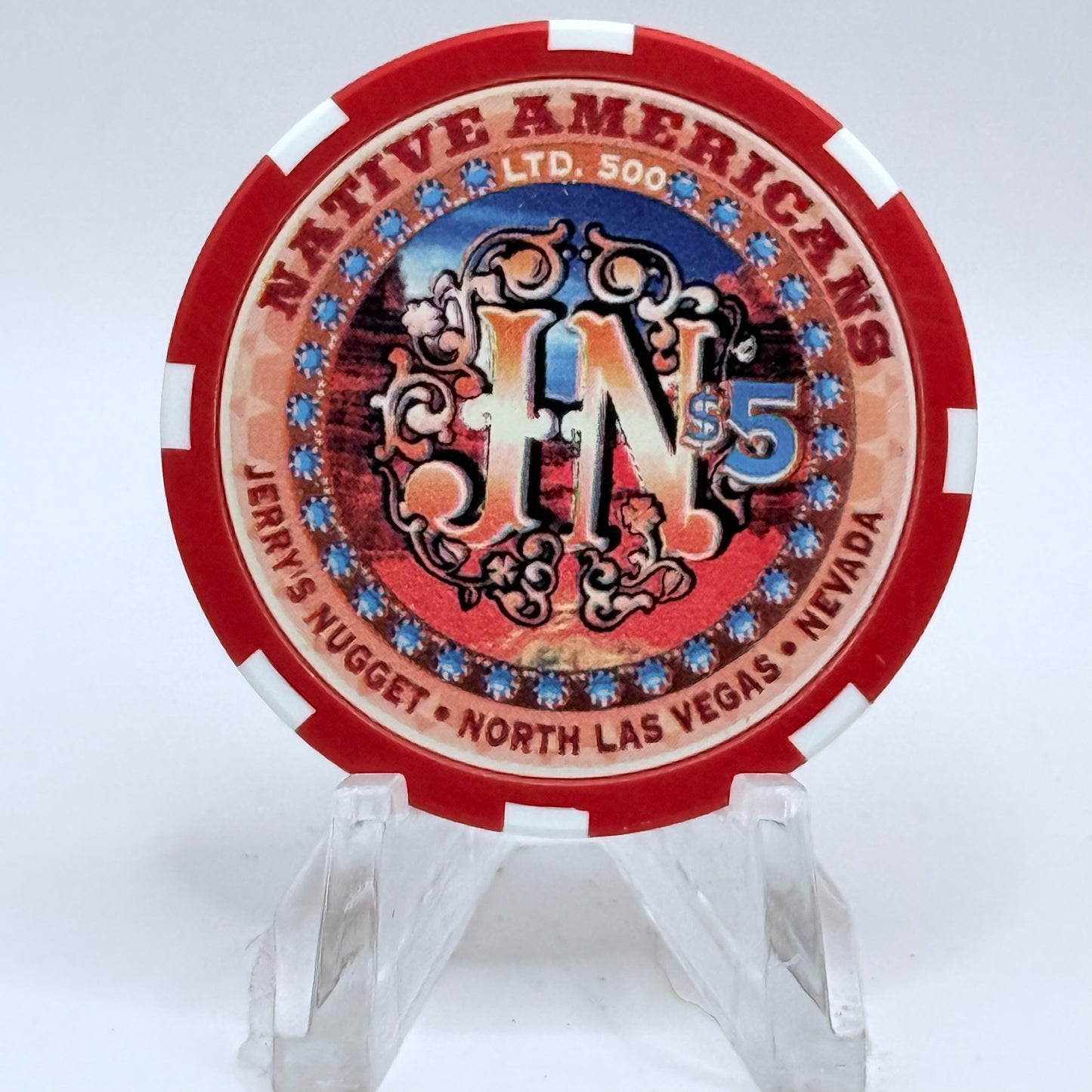 Jerry's Nugget N. Las Vegas Nevada 1999 'Native Americans Geronimo' LE $5 Casino Chip V5126
