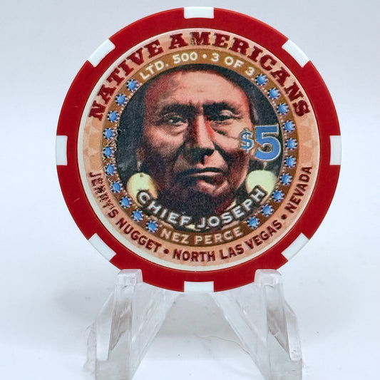 Jerry's Nugget N. Las Vegas Nevada 1999 'Native Americans Chief Joseph' LE $5 Casino Chip V5125