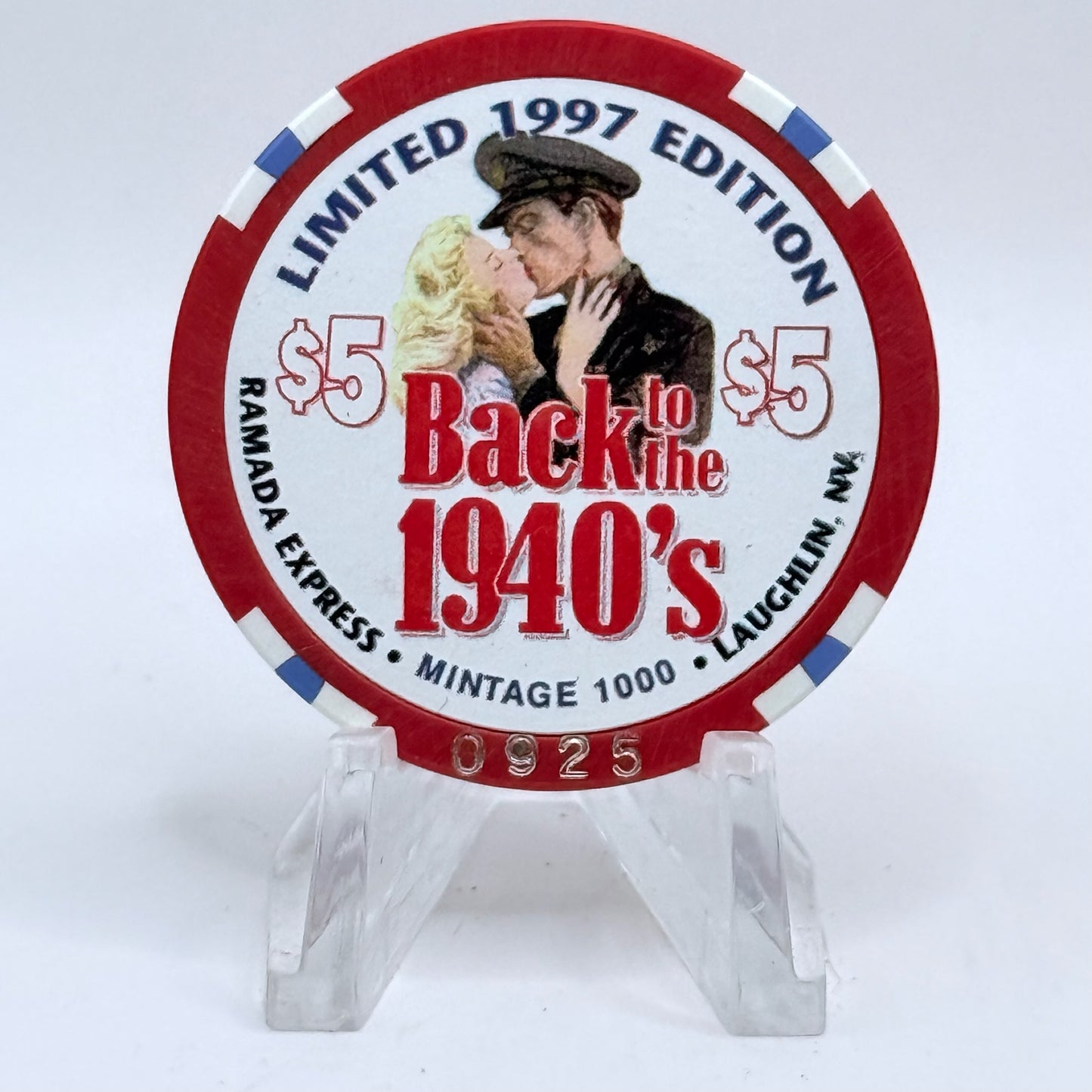 Ramada Express Laughlin Nevada 1998 'Back To The's Collection - US Marines' LE $5 Casino Chip V1361