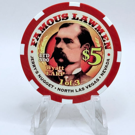 Jerry's Nugget N. Las Vegas Nevada 1997 'Famous Lawmen - Wyatt Earp' LE $5 Casino Chip V3159
