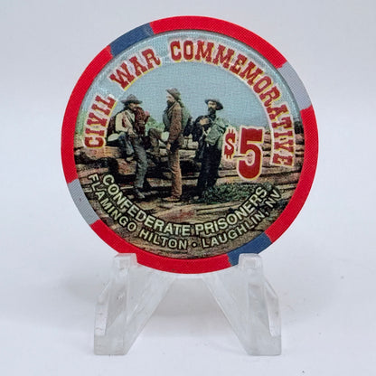 Flamingo Hilton Laughlin Nevada 1997 'Confederate Prisoners' Series 9 LE $5 Casino Chip N8294