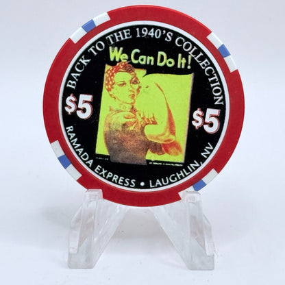Ramada Express Laughlin Nevada 1998 'Back To The's Collection - We Can Do It' LE $5 Casino Chip V1366