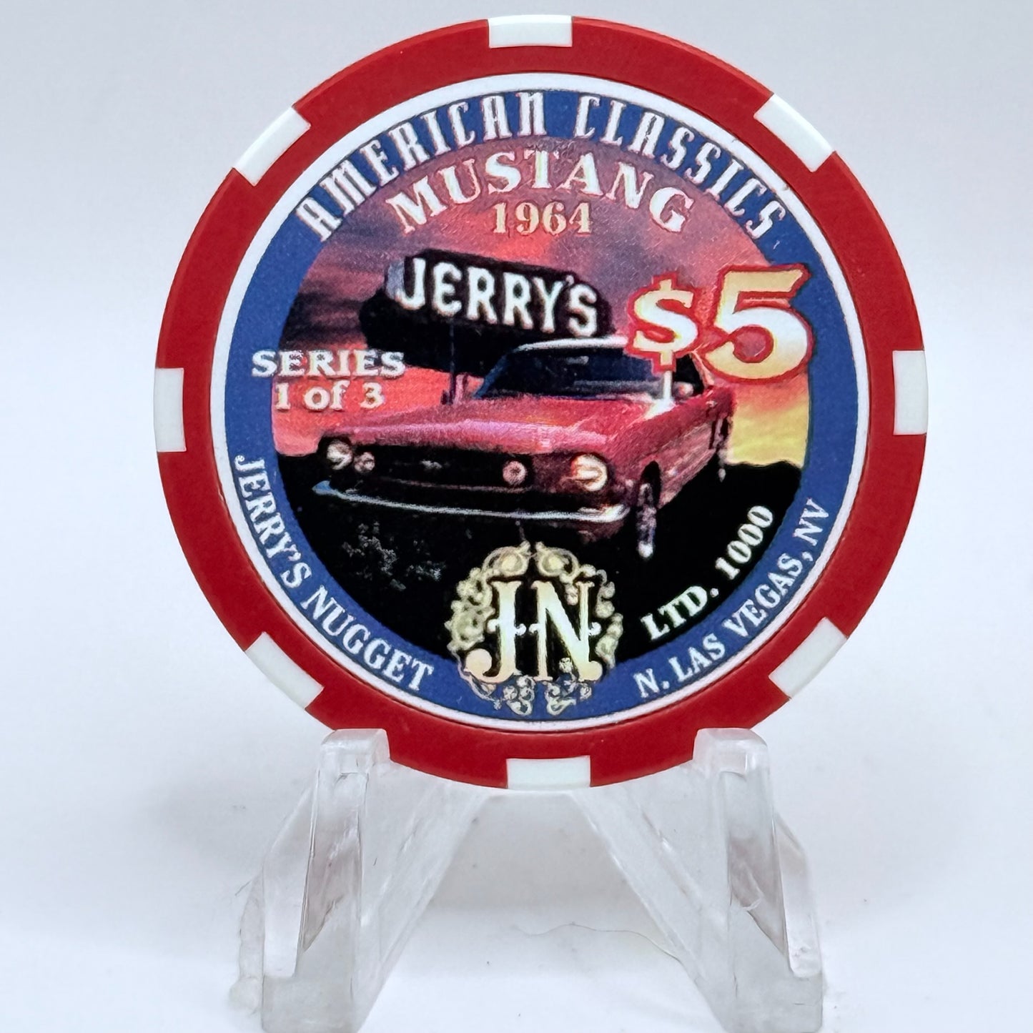 Jerry's Nugget N. Las Vegas Nevada 1998 'Ford Mustang' LE $5 Casino Chip V1207