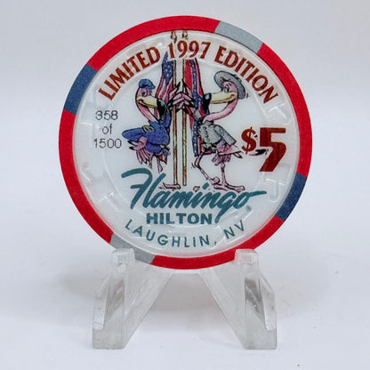 Flamingo Hilton Laughlin Nevada 1997 'Confederate Prisoners' Series 9 LE $5 Casino Chip N8294