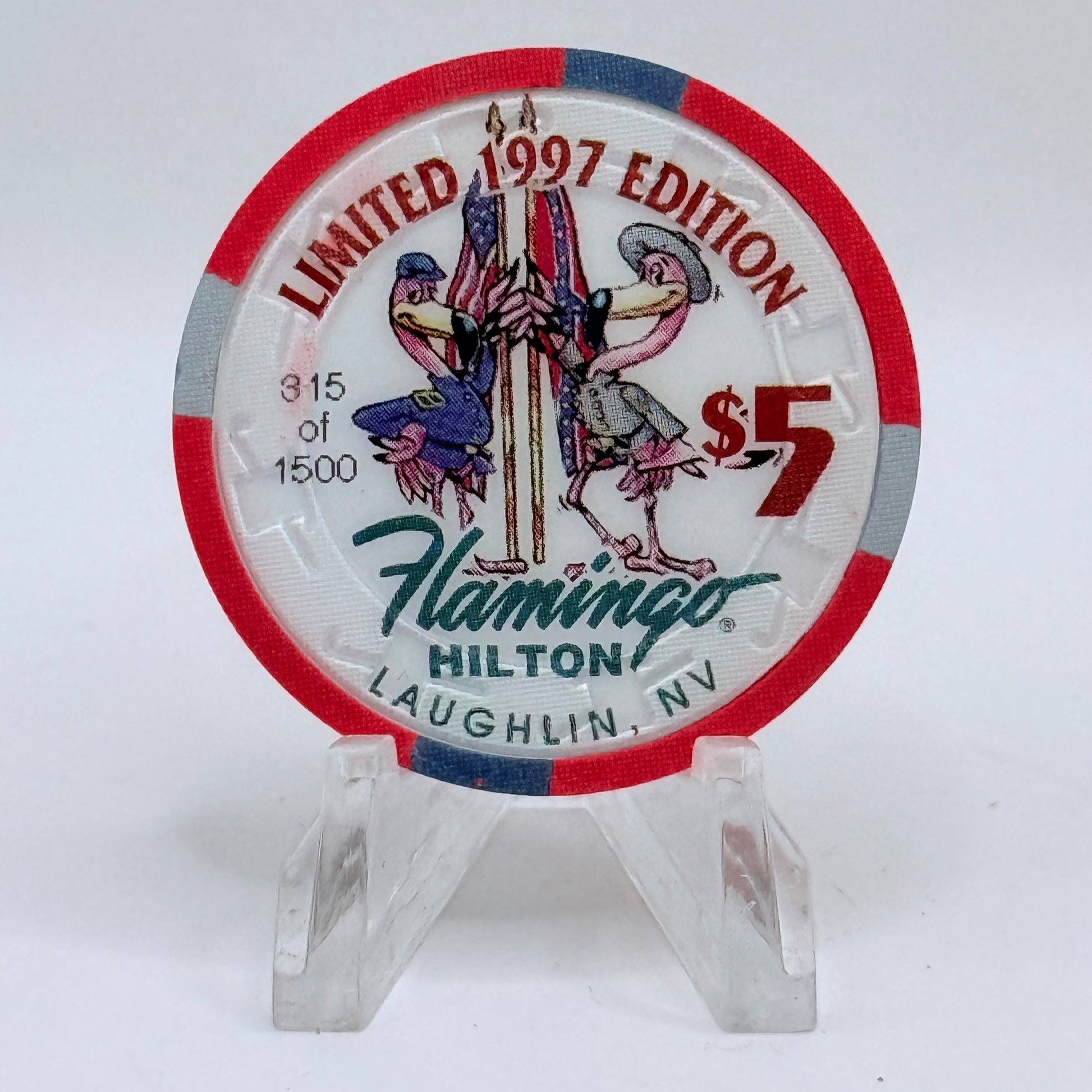Flamingo Hilton Laughlin Nevada 1997 'Jefferson Davis' Series 9 LE $5 Casino Chip N8295