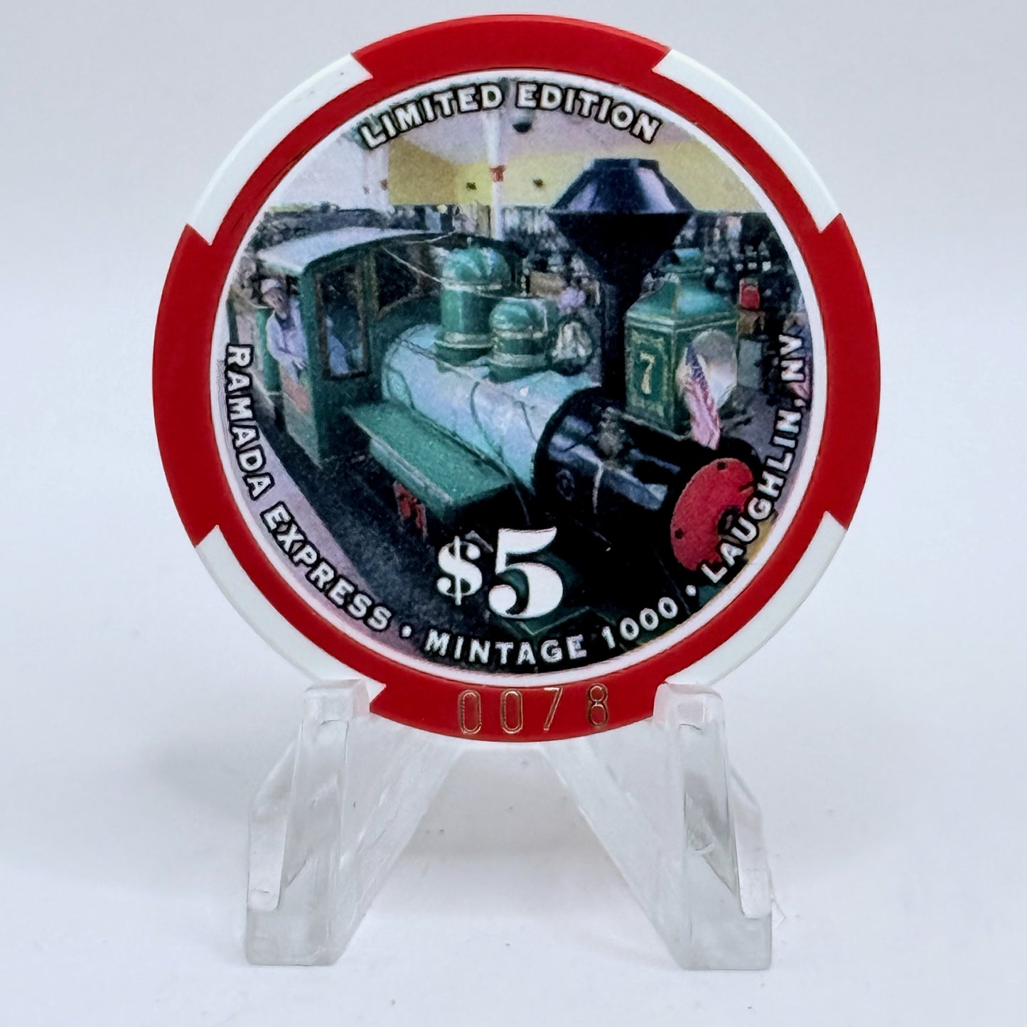 Ramada Express Laughlin Nevada 2002 'International Rally' LE $5 Casino Chip E2198
