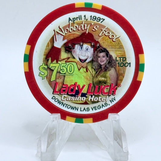 Lady Luck Las Vegas Nevada 1997 'April Fools' LE $7.50 Casino Chip N8666