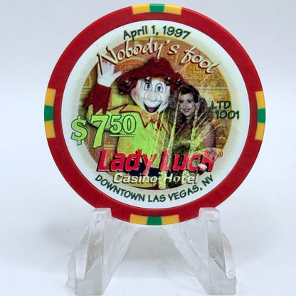 Lady Luck Las Vegas Nevada 1997 'April Fools' LE $7.50 Casino Chip N8666