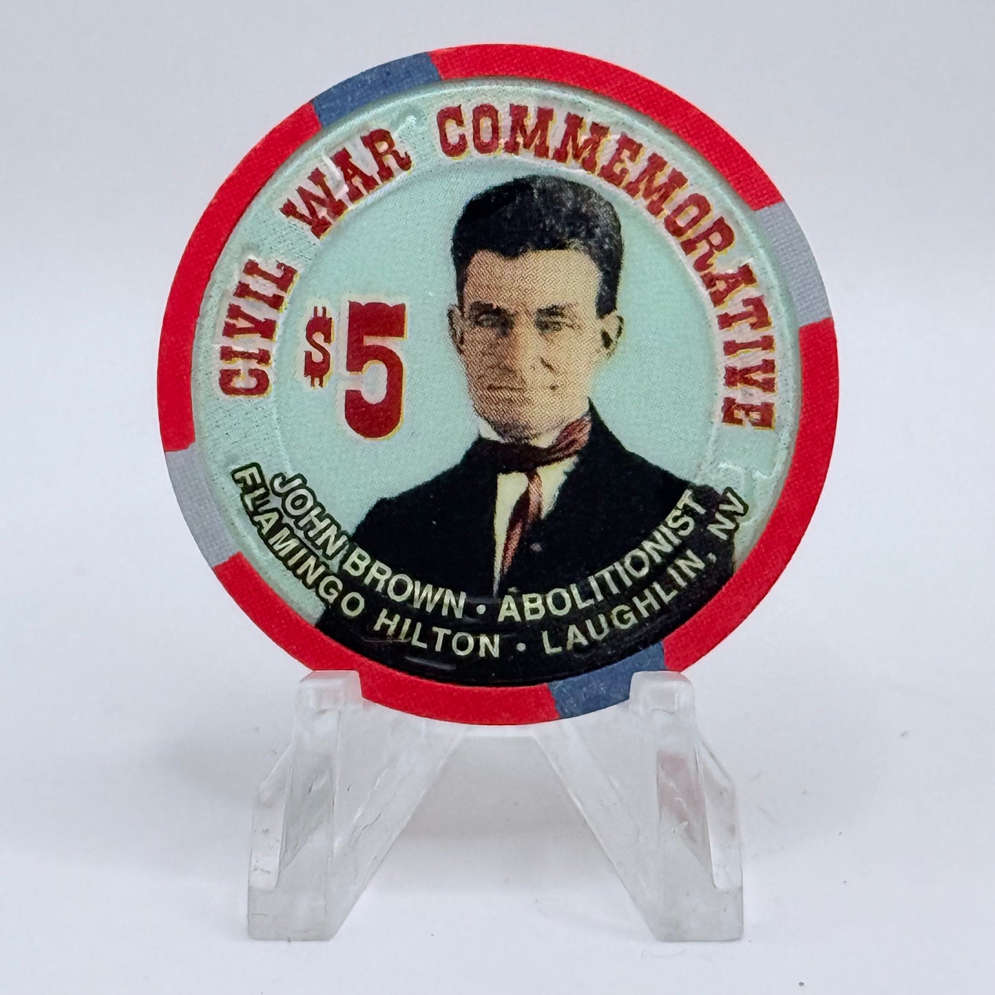 Flamingo Hilton Laughlin Nevada 1997 'John Brown' Series 9 LE $5 Casino Chip N8296