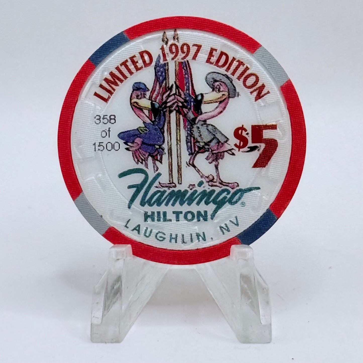Flamingo Hilton Laughlin Nevada 1997 'John Brown' Series 9 LE $5 Casino Chip N8296