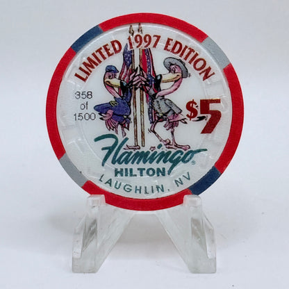 Flamingo Hilton Laughlin Nevada 1997 'John Brown' Series 9 LE $5 Casino Chip N8296
