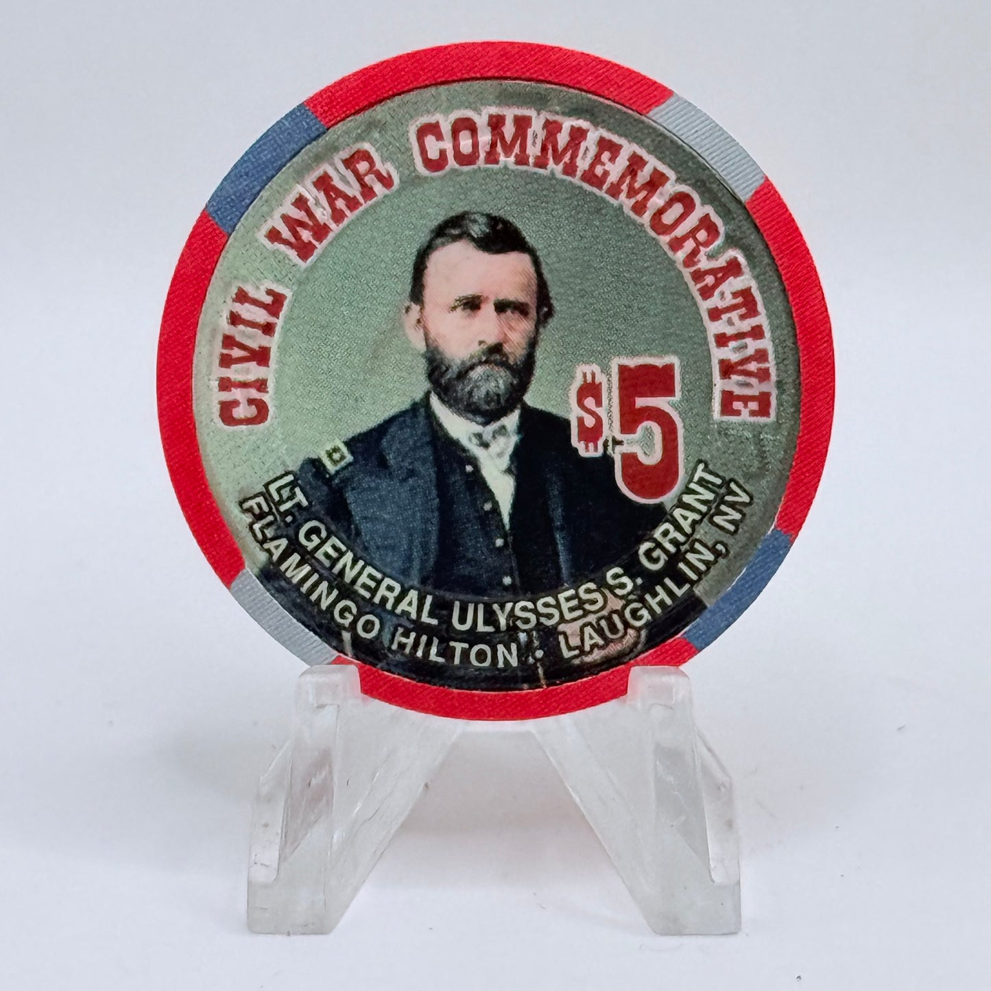 Flamingo Hilton Laughlin Nevada 1997 'Ulysses S Grant' Series 9 LE $5 Casino Chip N8299