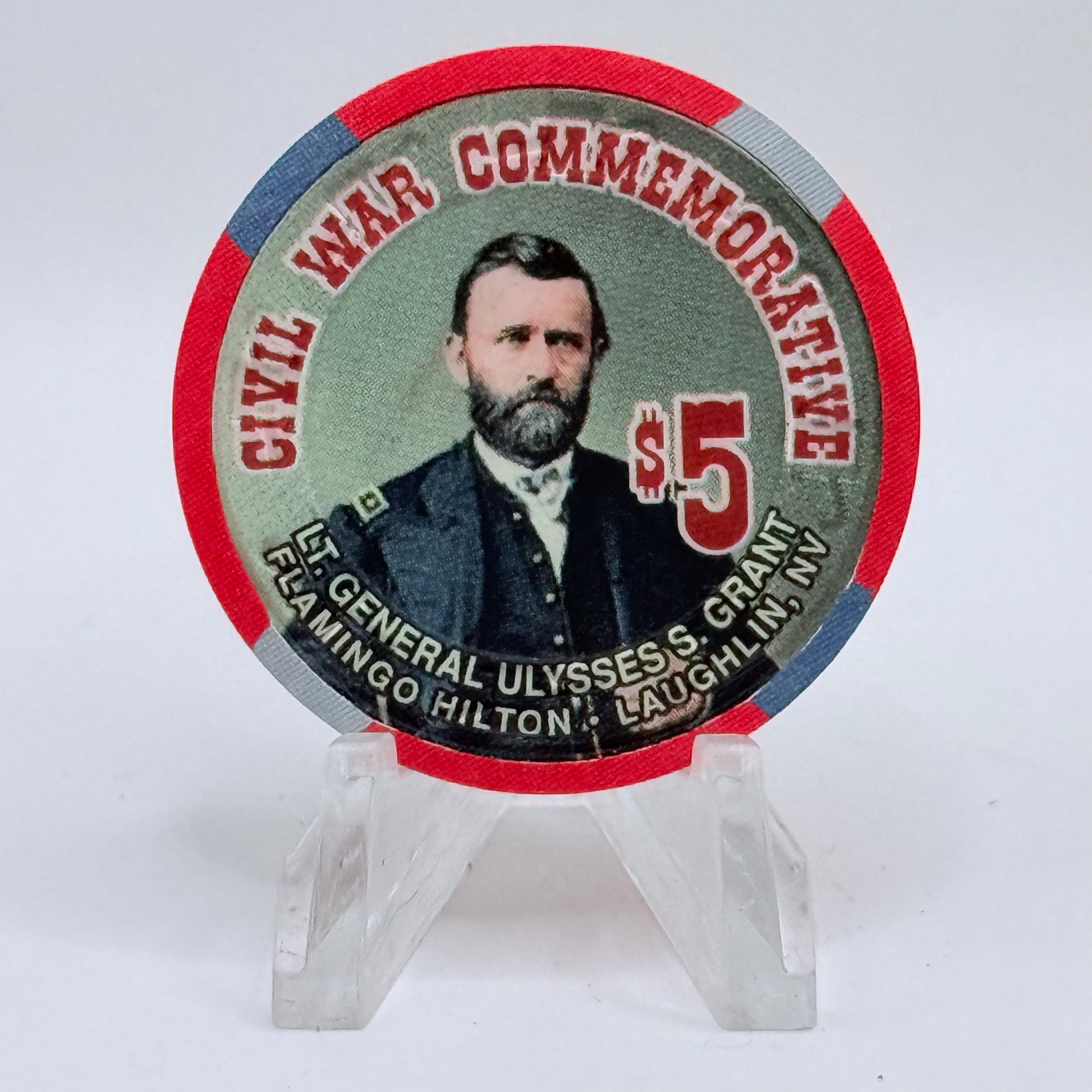 Flamingo Hilton Laughlin Nevada 1997 'Ulysses S Grant' Series 9 LE $5 Casino Chip N8299