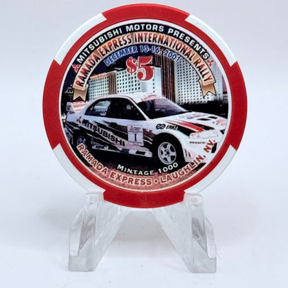 Ramada Express Laughlin Nevada 2001 'Mitsubishi Presents, International Rally' LE $5 Casino Chip V9536