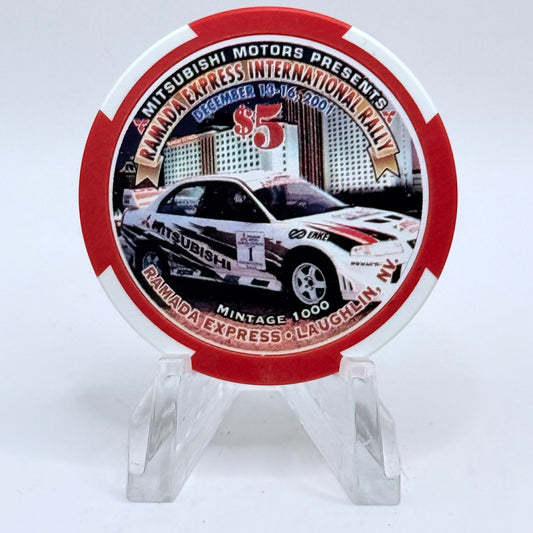 Ramada Express Laughlin Nevada 2001 'Mitsubishi Presents, International Rally' LE $5 Casino Chip V9536