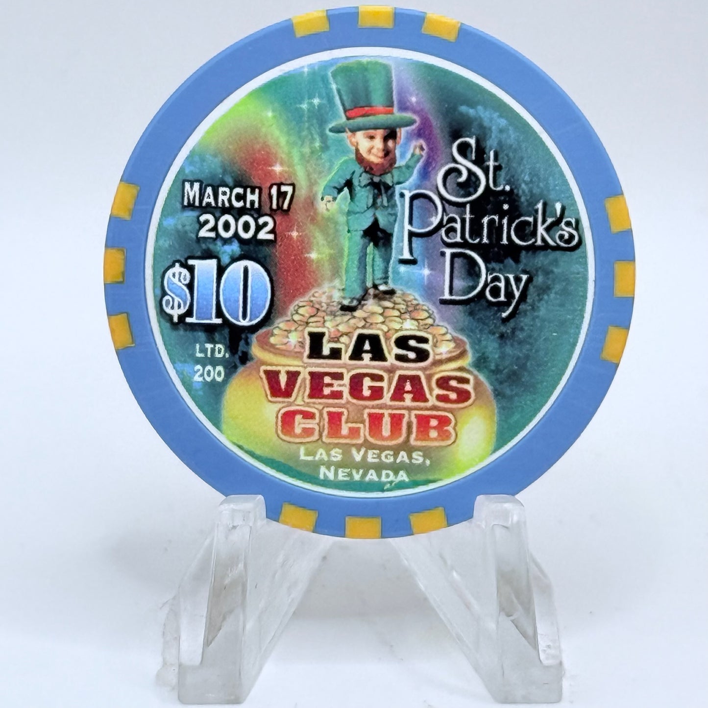 Las Vegas Club Las Vegas Nevada 2002 'St. Patrick's Day' LE $10 Casino Chip V9150