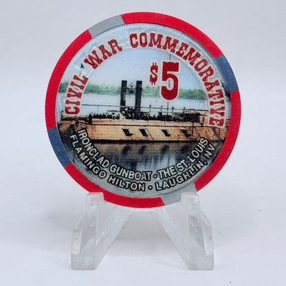 Flamingo Hilton Laughlin Nevada 1997 'Ironclad Gunboat' Series 9 LE $5 Casino Chip N8298
