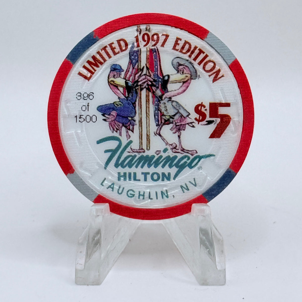 Flamingo Hilton Laughlin Nevada 1997 'Ironclad Gunboat' Series 9 LE $5 Casino Chip N8298
