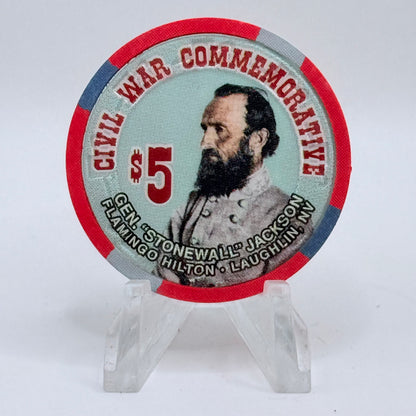 Flamingo Hilton Laughlin Nevada 1997 'General Stonewall Jackson' Series 9 LE $5 Casino Chip N8299