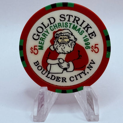 Gold Strike Inn Boulder City Nevada 1996 'Merry Christmas, Happy New Year' LE $5 Casino Chip N8438