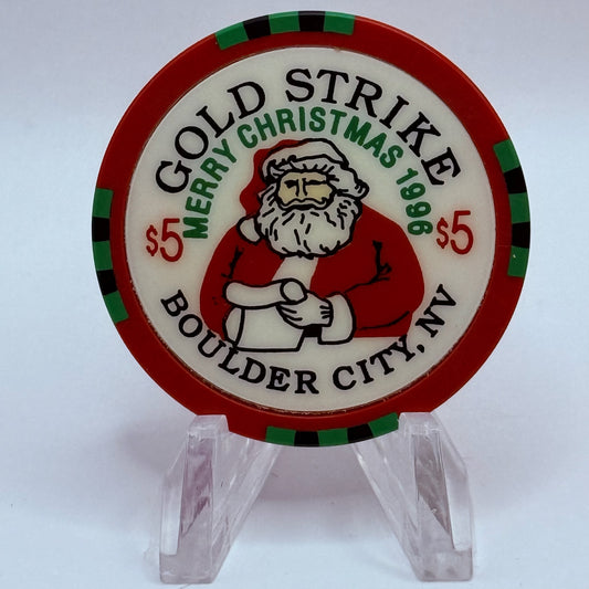 Gold Strike Inn Boulder City Nevada 1996 'Merry Christmas, Happy New Year' LE $5 Casino Chip N8438