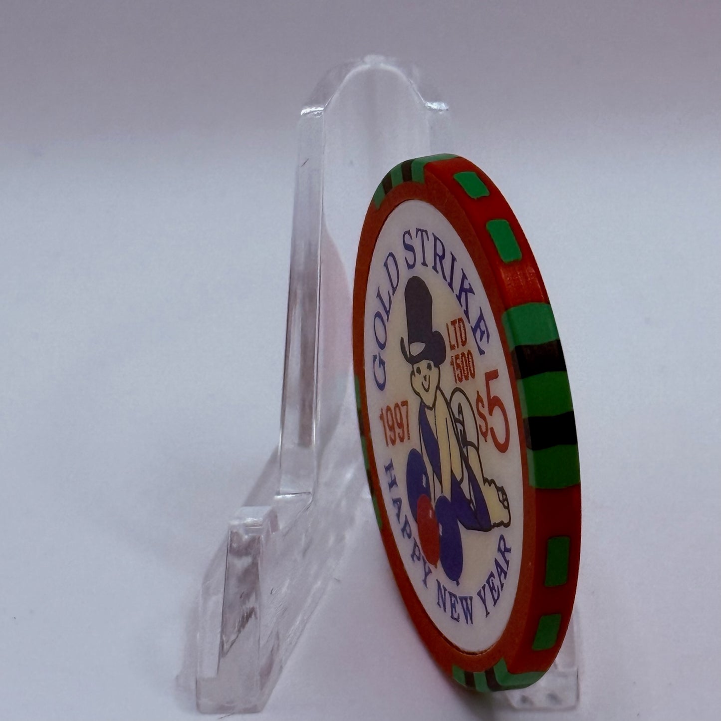Gold Strike Inn Boulder City Nevada 1996 'Merry Christmas, Happy New Year' LE $5 Casino Chip N8438