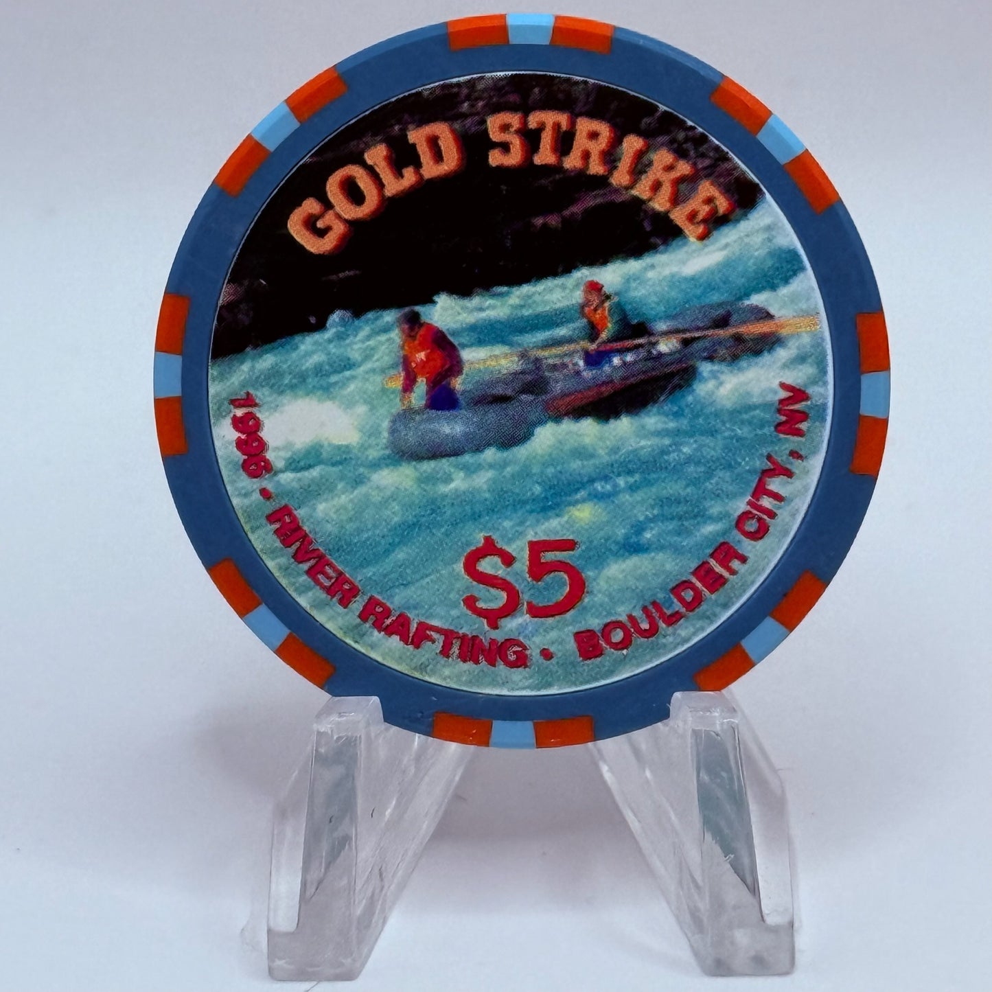Gold Strike Inn Boulder City Nevada 1996 'River Rafting' LE $5 Casino Chip N0437