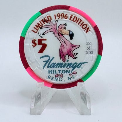 Flamingo Hilton Reno Nevada 1996 'Endangered Species - Orangutan' Series 10 LE $5 Casino Chip N8331