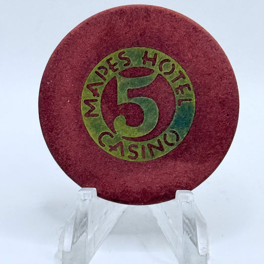 Mapes Hotel Casino Reno Nevada 1948 $5 Casino Chip N5227