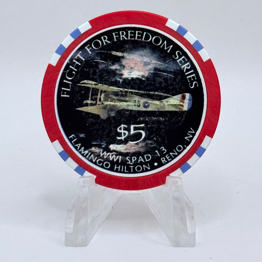 Flamingo Hilton Reno Nevada 1997 'Flight for Freedom' Series 8 LE $5 Casino Chip N9720