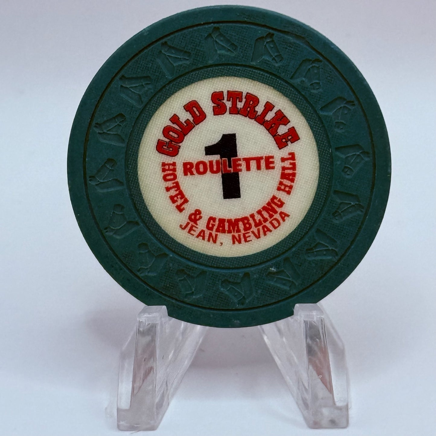 Gold Strike Hotel & Gambling Hall Jean Nevada Series 201 Roulette Green Casino Chip