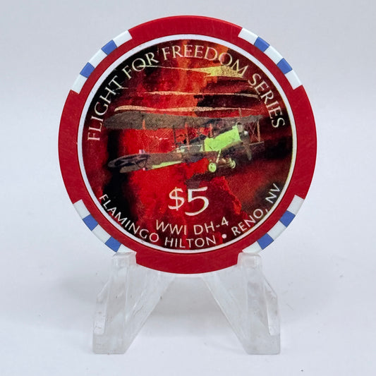 Flamingo Hilton Reno Nevada 1997 'Flight for Freedom' Series 8 LE $5 Casino Chip N9721