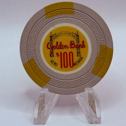 Golden Bank Club Reno Nevada 1955 $100 Casino Chip N7063