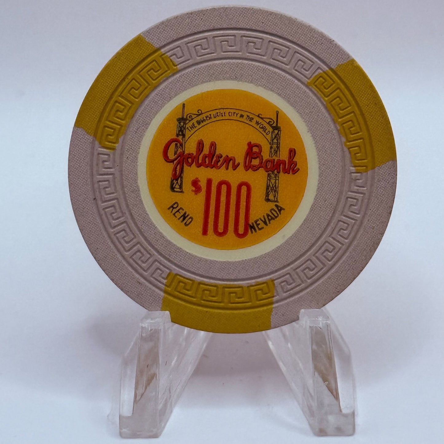 Golden Bank Club Reno Nevada 1955 $100 Casino Chip N7063