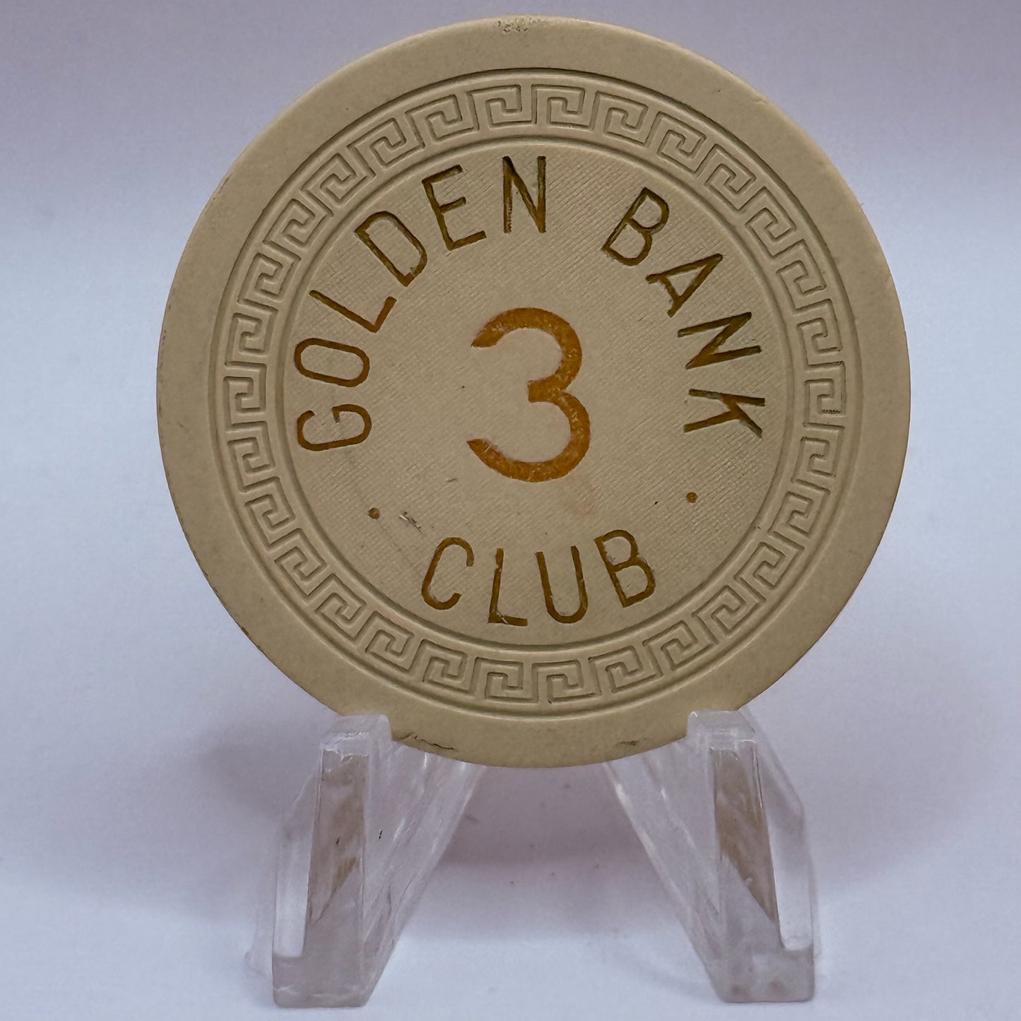 Golden Bank Club Reno Nevada Series 3 Roulette White Casino Chip N7269