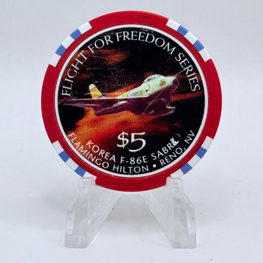 Flamingo Hilton Reno Nevada 1997 'Flight for Freedom' Series 8 LE $5 Casino Chip N9724